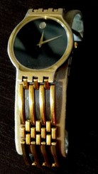 Mens Authentic Swiss Made Movado Esperanza 0600452 Black Museum Dial Gold Watch