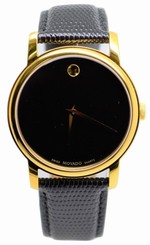 Movado Museum 2100005 Black Dial Black Leather Band Men's Watch 845960049962