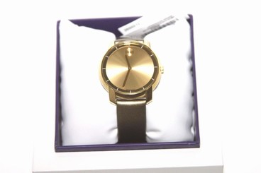 Movado Women's Bold 3600312 Gold Leather Swiss Quartz Watch NIB