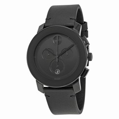 Movado Bold Chronograph 3600337 Black Dial Black Leather Band Unisex Watch