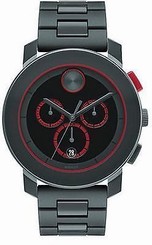 New Bold Black Dial Dark Grey Stainless Steel Men's Chronograph Watch 3600272