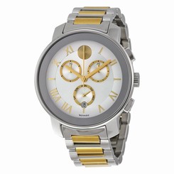 NWT MOVADO BOLD TWO TONE SILVER GOLD CHRONOGRAPH WATCH 3600280