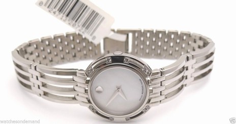 NEW LADIES MOVADO ESPERANZA 0605390 MOTHER OF PEARL DIAL DIAMOND BEZEL SS WATCH