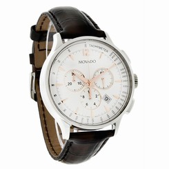 Movado Circa Series Mens Brown Leather Swiss Chronograph Quartz Watch 0606576 885997041799