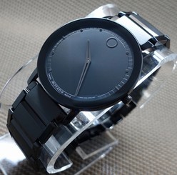 SWISS MOVADO SAPPHIRE BLACK PVD TUXEDO, MODEL # 0606882 MEN'S WATCH,RETAIL$1995