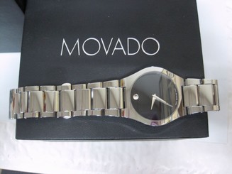 Men's Movado Fiero Tungsten Carbide Bracelet 89 c6 1850 Watch black dial NICE