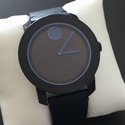 NWT Movado Bold Men's Navy Leather Wrist Watch 3600317 42mm
