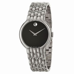 Movado 0606337 Mens Black Dial Quartz Watch with Stainless Steel Strap