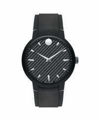 Movado Gravity 0606849 Black With Printed Index Dial Rubber Band Mens Watch