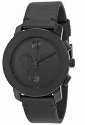 BRAND NEW MOVADO BOLD 3600337 BLACK LEATHER STRAP CHRONOGRAPH DIAL MEN'S WATCH