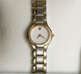 Ladies Diamond Movado SPRITA Stainless Steel Swiss Quartz Watch 7" In Box