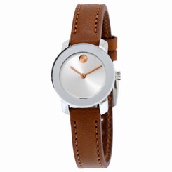 Movado Bold 3600328 Women's Silver Dial Brown Leather Watch
