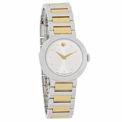 Movado Concerto Ladies Diamond Two Tone Swiss Quartz Bracelet Watch 0606790