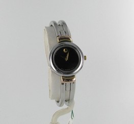 Womens Movado Harmony Bangle Museum Black Dial Watch with gold trim