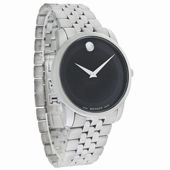 Movado Museum Mens Black Dial Stainless Steel Swiss Quartz Watch 0606504