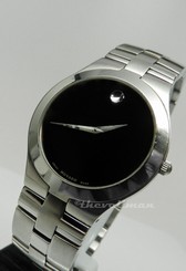 Mens Authentic Swiss Made Movado Juro 0605023 Black Museum Dial Stainless Watch