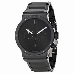 Movado 0606801 Mens Black Dial Analog Quartz Watch with Stainless Steel Strap