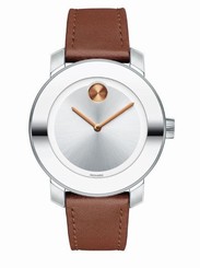 New Movado Bold Swiss Cognac Leather Strap Women's Watch 3600379