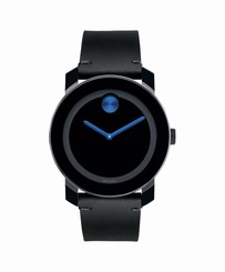 Movado Bold Black Dial Black Leather Quartz Watch 3600307