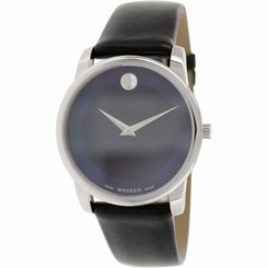 Movado Museum 0606610 Mens Blue Dial Analog Quartz Watch with Leather Strap
