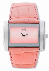 BRAND NEW MOVADO 0605296 ELIRO PINK ALLIGATOR STRAP SILVER CASE WOMEN'S WATCH