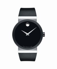 Movado Sapphire 0606780 Black Dial Black Rubber Band Mens Watch