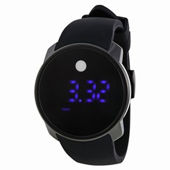 NEW UNISEX MOVADO BOLD (3600144) DIGITAL BLACK SILICON STRAP BLUE ACCENT WATCH