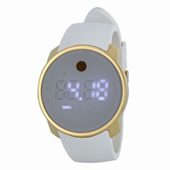 BRAND NEW MOVADO 3600252 WHITE RUBBER STRAP GOLD CASE DIGITAL LED DISPLAY WATCH