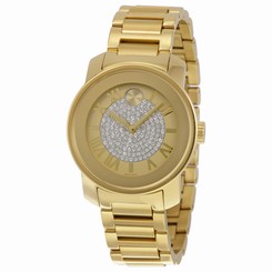 Movado Bold Gold Tone with Pave Crystal Center Women's Watch 3600255
