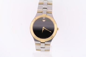 Men's Movado 0605030 Juro Black Museum Dial Two-tone Stainless Steel Watch