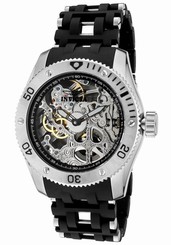 New Invicta Men's 1254 50mm Sea Spider Mechanical Silver Skeleton Black Watch 843836012546
