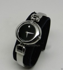 Womens Swiss Movado Vivo 0605603 Bangle Black Museum Dial Stainless Steel Watch