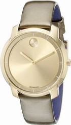 NEW MOVADO Bold Womens Gold tone Green Leather Strap Swiss Watch 3600312