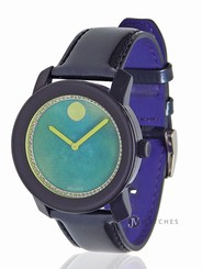 BRAND NEW WOMENS MOVADO (3600267) BOLD DARK BLUE LEATHER STRAP WATCH