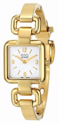 Movado ESQ Womens Status Gold Tone Square Swiss Quartz Watch Silver Dial 7101421