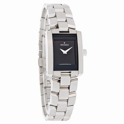 Movado Eliro Ladies Black Dial Stainless Steel Swiss Quartz Watch 0604133