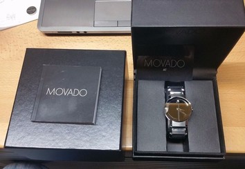 Movado Sapphire Mirror Museum Stainless Steel Quartz Men's Watch 84 G1 4896