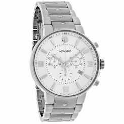Movado S.E. Pilot Series Mens White Dial Swiss Chronograph Quartz Watch 0606760