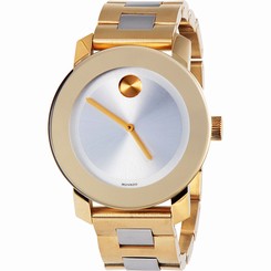 Fake AAA Movado Bold Silver Dial Gold Tone Stainless Steel Ladies Watch 3600129 Watch