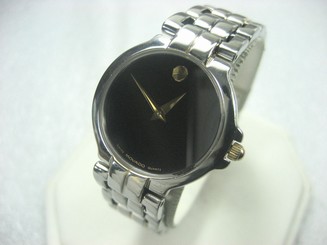 MOVADO 81 A1 844 SWISS MADE LADIES DRESS WATCH STAINLESS STEEL BLACK DIAL