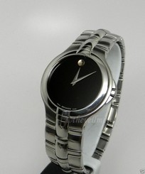 Men's Authentic Swiss Movado Medalist 0604801 Black Museum Dial Stainless Watch