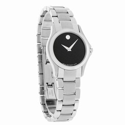 Movado Military Ladies Black Dial Stainless Steel Swiss Quartz Watch 0605870