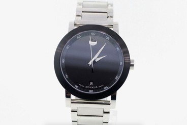 Men's Movado 0606604 MUSEUM SPORT Stainless Steel Black Dial Watch