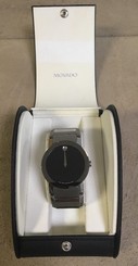 Movado Sapphire Mirror Museum Stainless Steel Quartz Men's Watch 84 G1 2896