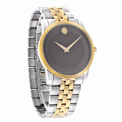 Movado Mens Museum Series Black Dial Two Tone Swiss Quartz Watch 0606605