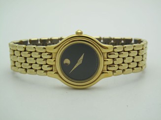 Movado 87.24.816 Ladies Gold Tone Black Museum Dial Swiss Quartz Watch