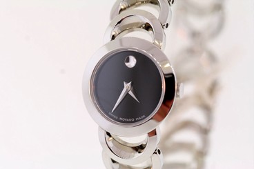 Ladies Movado 0606248 Limited Edition RONDIRO Stainless Steel Black Dial Watch