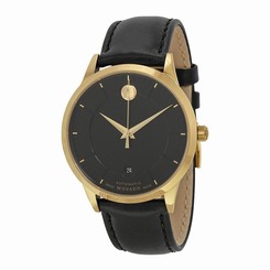 MOVADO MEN'S 1881 39.5MM LEATHER BAND GOLD PLATED CASE AUTOMATIC WATCH 0606875