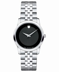 Movado Museum Black Dial Stainless Steel Quartz Ladies Watch 0606505