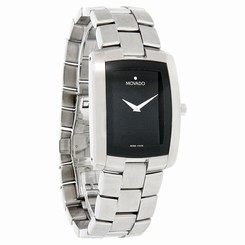 Movado Eliro Mens Rectangular Black Dial Swiss Quartz Watch 0605377 775924325071